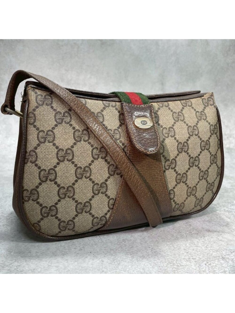 Gucci GG Sherry Line Shoulder Bag Brown Logo - Picture 1 of 10